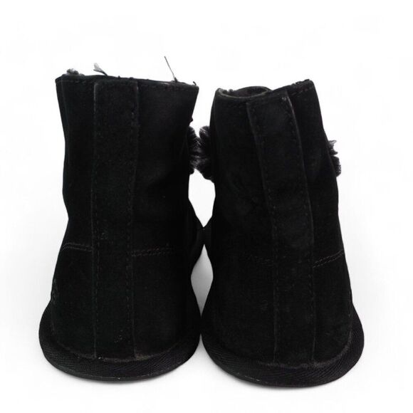 UGG Kallen Suede Moc Toe Pom Pop Suede Ankle Booties Black 1017541 Women's 7 - Picture 5 of 12